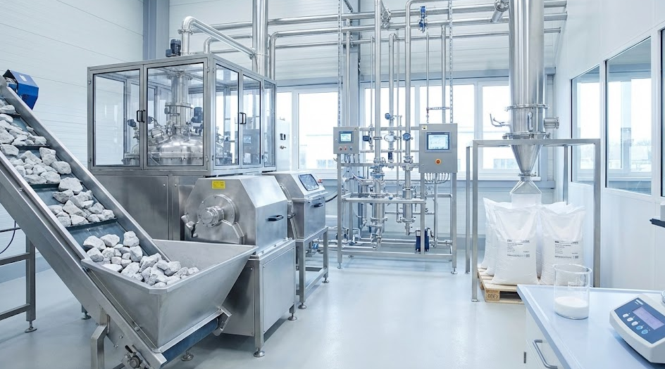 A pile of white calcium phosphate powder