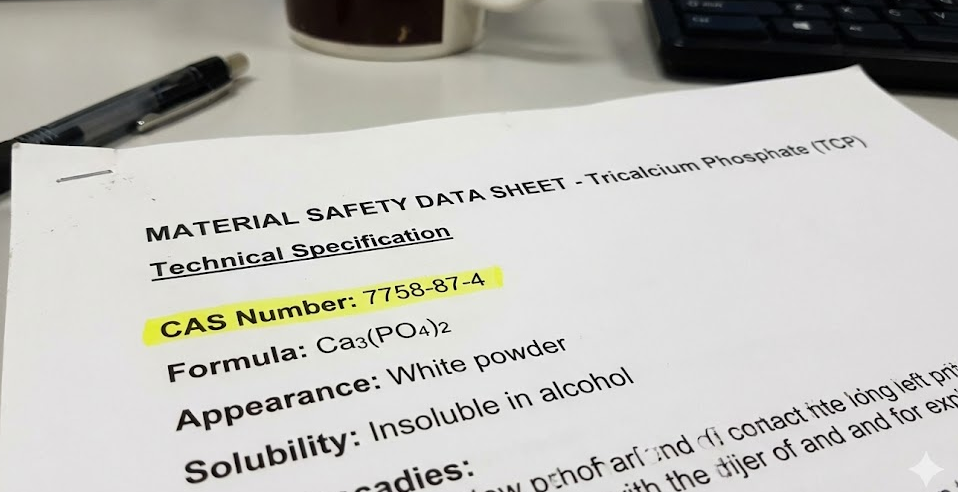 Importance of CAS Number A technical specification sheet with a CAS number highlighted.