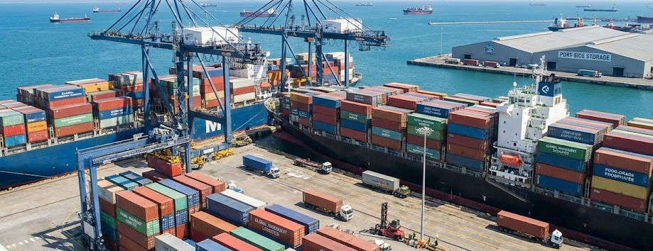 Shipping containers at a major port